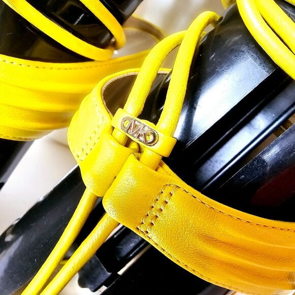 Michael Kors Yellow Michael Mmk Gabriellea Ankle Tie High Dress Sandals Size 8 - Picture 6 of 11